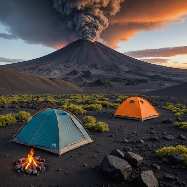 Quels sont les équipements nécessaires pour un camping en région volcanique active?